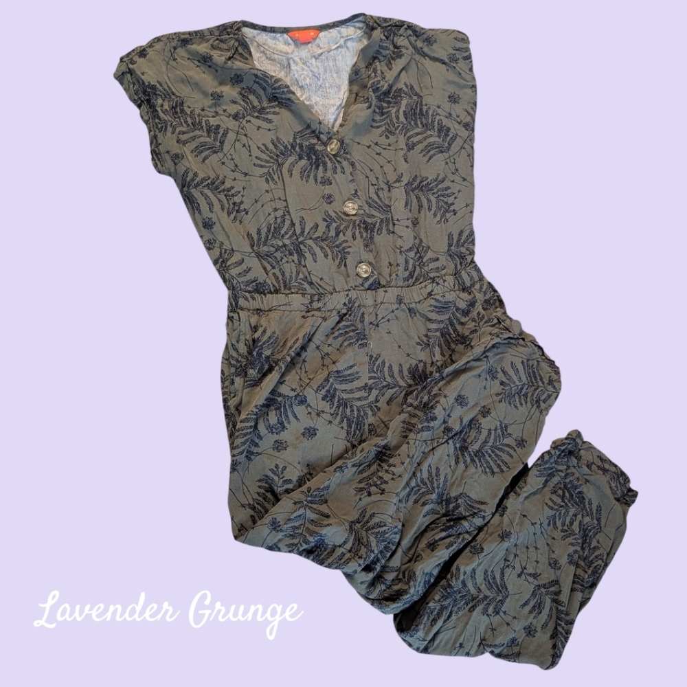 Olive Green Printed Jumpsuit - Women's M